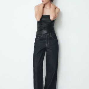 Zara Strapless Faux Leather Top